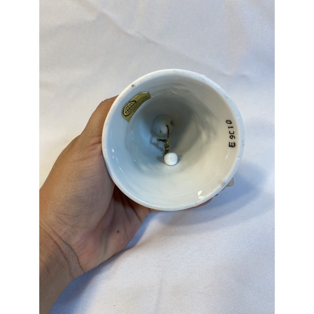 milk white vintage wedding bells bell gold trim E9C10 - Picture 6 of 6